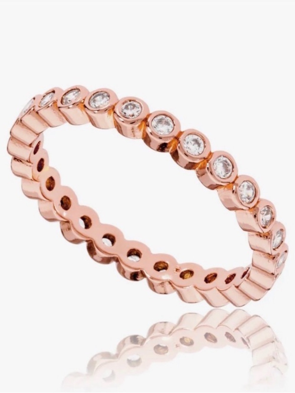 Gorjana Candice Rosetone Crystal Eternity Stack Ring Size 7